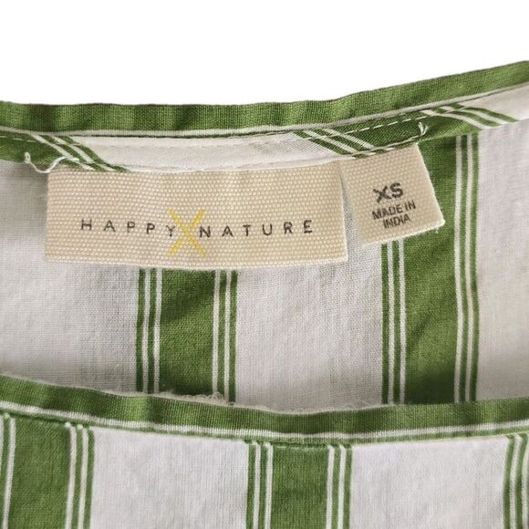 Happy X Nature Green White Striped Tiered Short Dress Womens Size XS - Picture 7 of 11